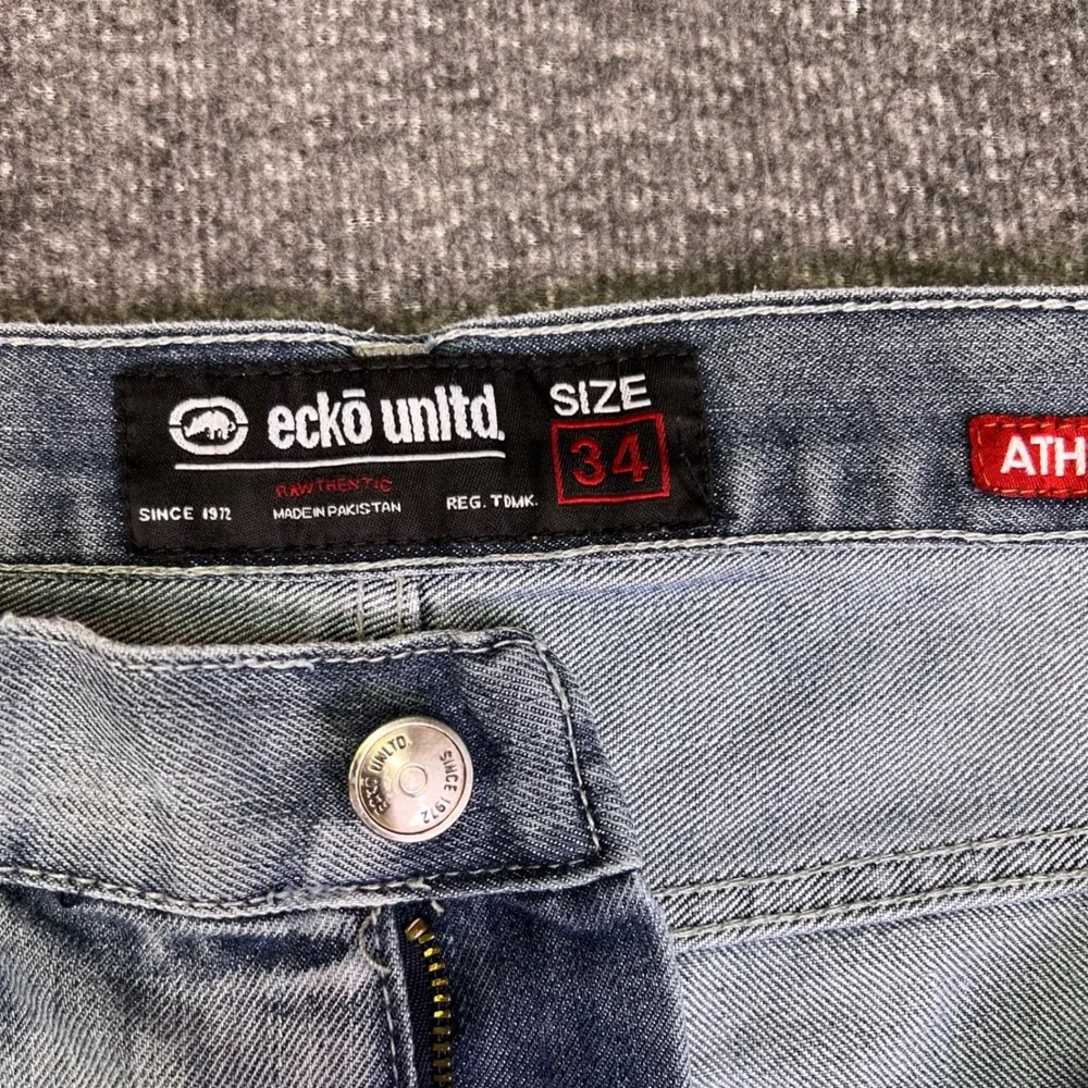 Ecko Unltd Jeans‎ Mens 34 Light Wash Athletic Streetwear Rhino Logo Hip Hop Y2K